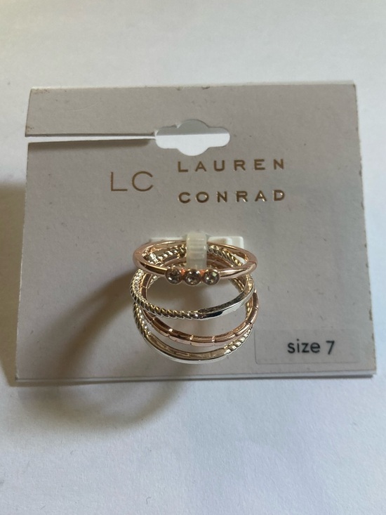 LC Lauren Conrad Jewelry - Lauren Conrad Rings - Rose Gold and Silver Mixed-Texture Stackable Rings